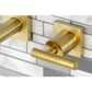 Kingston Brass Manhattan Two-Handle 3-Hole Wall Mount Roman Tub Faucet (KS602-CML) Brushed Brass