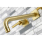 Kingston Brass Manhattan Two-Handle 3-Hole Wall Mount Roman Tub Faucet (KS602-CML) Brushed Brass