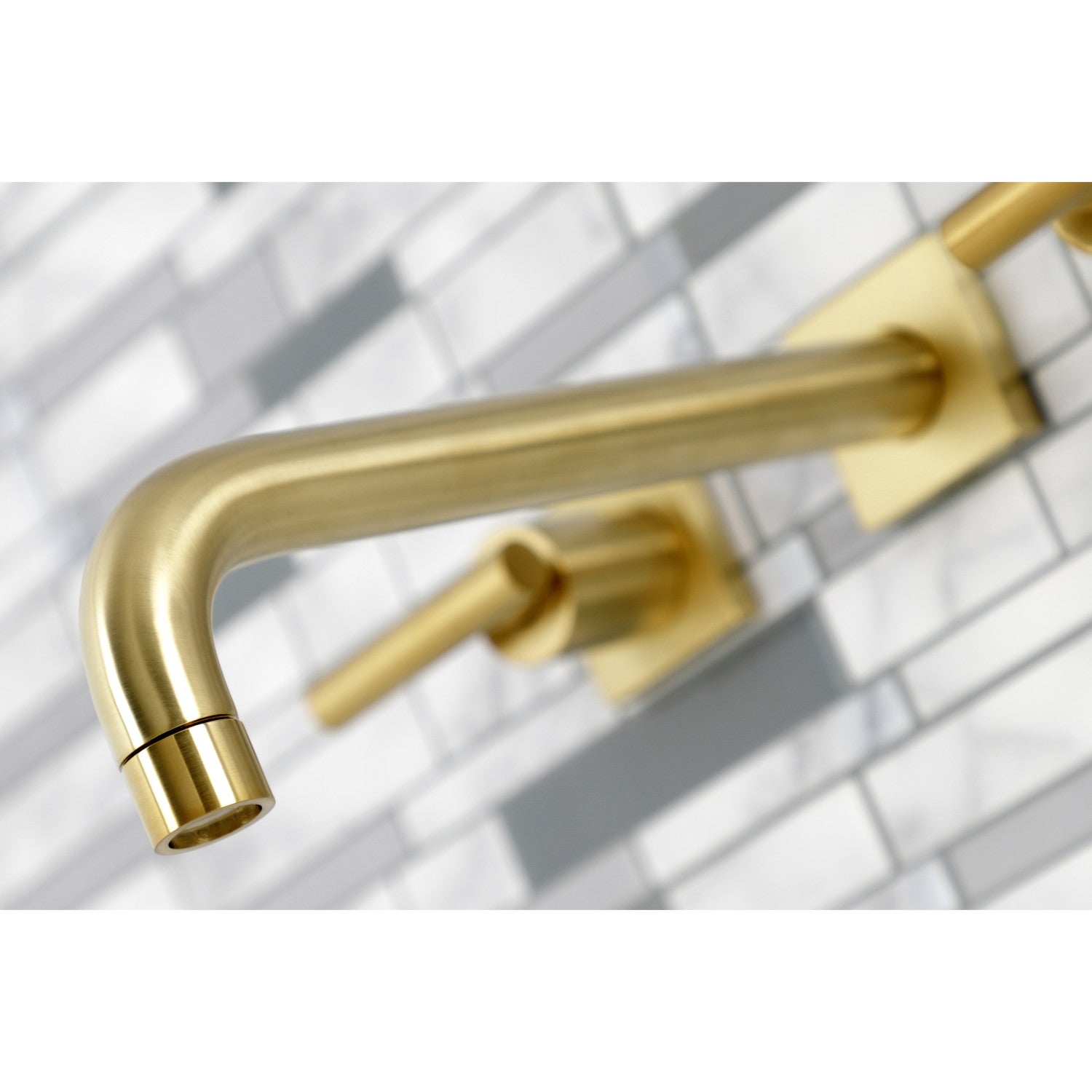 Kingston Brass Manhattan Two-Handle 3-Hole Wall Mount Roman Tub Faucet (KS602-CML) Brushed Brass