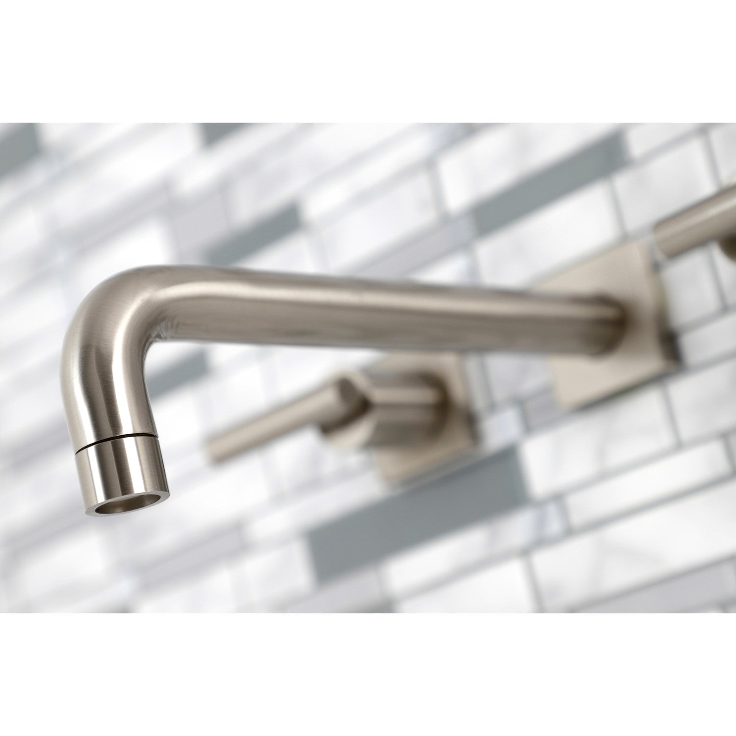 Kingston Brass Manhattan Two-Handle 3-Hole Wall Mount Roman Tub Faucet (KS602-CML) Brushed Nickel