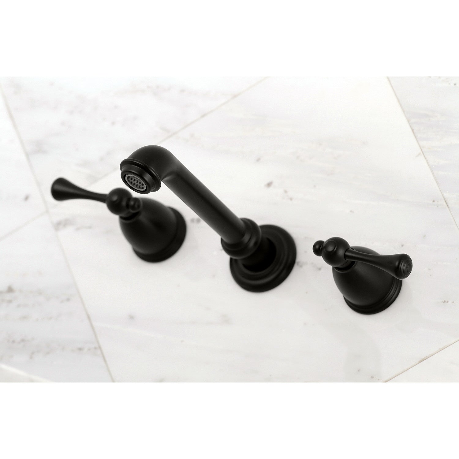 Kingston Brass English Country 2-Handle Wall Mount Roman Tub Faucet (KS7021BL) Matte Black