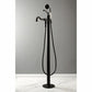 Kingston Brass English Country Freestanding Tub Faucet with Hand Shower (KS7130ABL) Matte Black