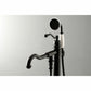 Kingston Brass English Country Freestanding Tub Faucet with Hand Shower (KS7130ABL) Matte Black