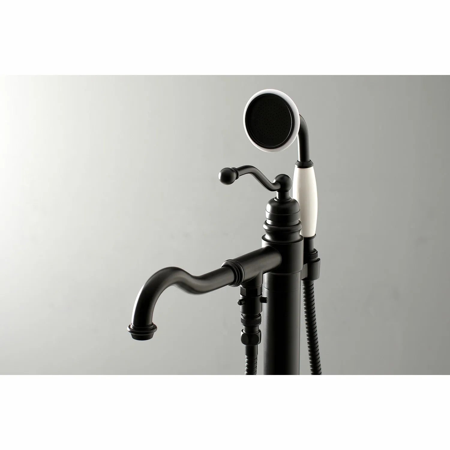 Kingston Brass English Country Freestanding Tub Faucet with Hand Shower (KS7130ABL) Matte Black