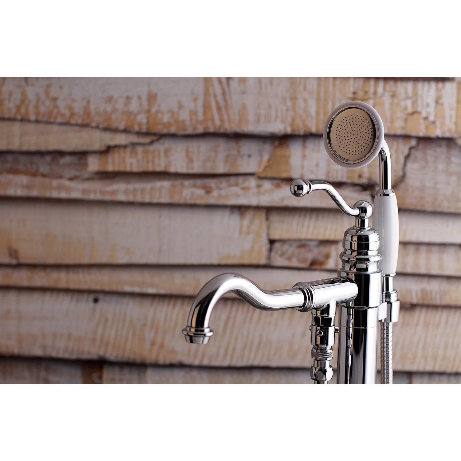 Kingston Brass English Country Freestanding Tub Faucet with Hand Shower (KS7131ABL) Polished Chrome