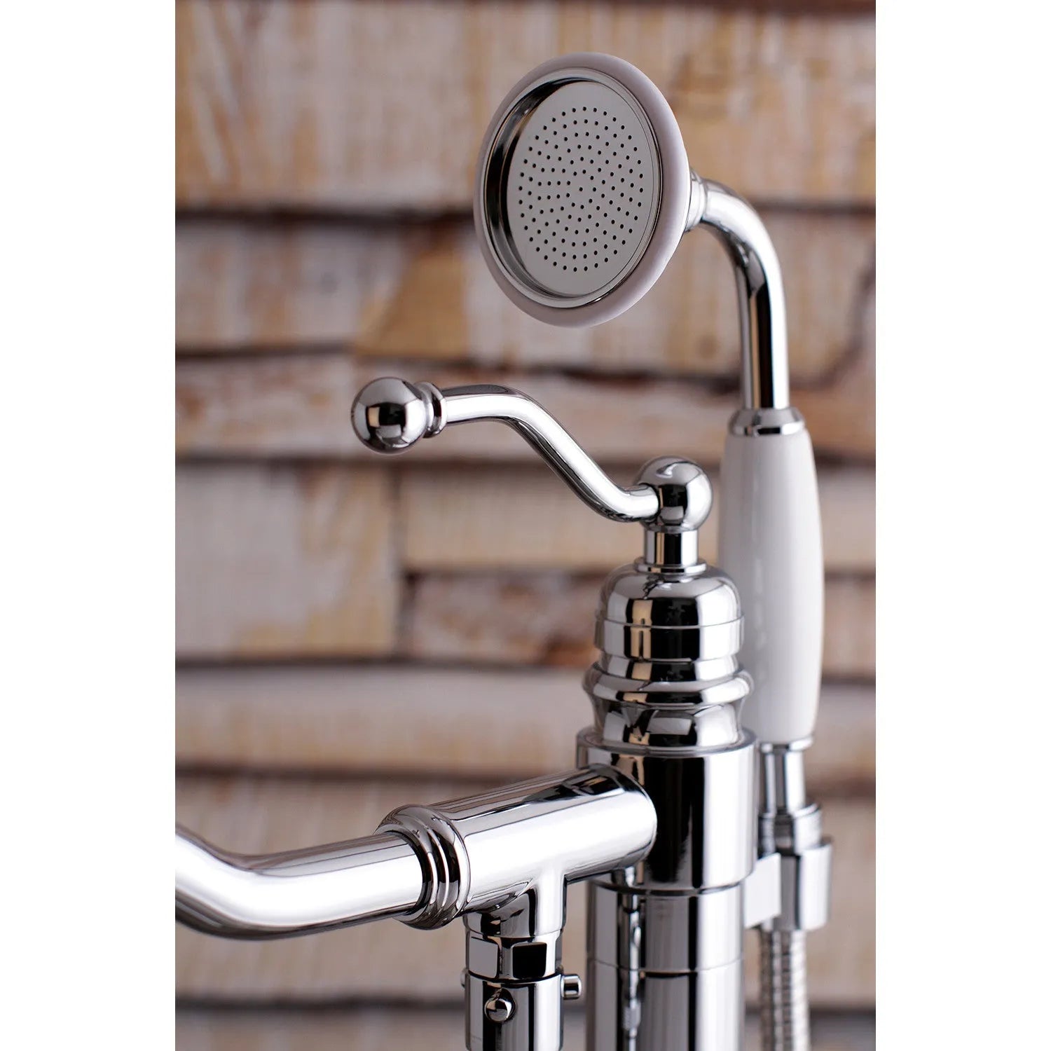 Kingston Brass English Country Freestanding Tub Faucet with Hand Shower (KS7131ABL) Polished Chrome