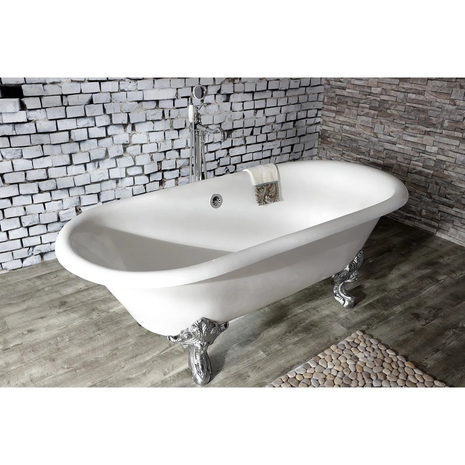 Kingston Brass English Country Freestanding Tub Faucet with Hand Shower (KS7131ABL) Polished Chrome