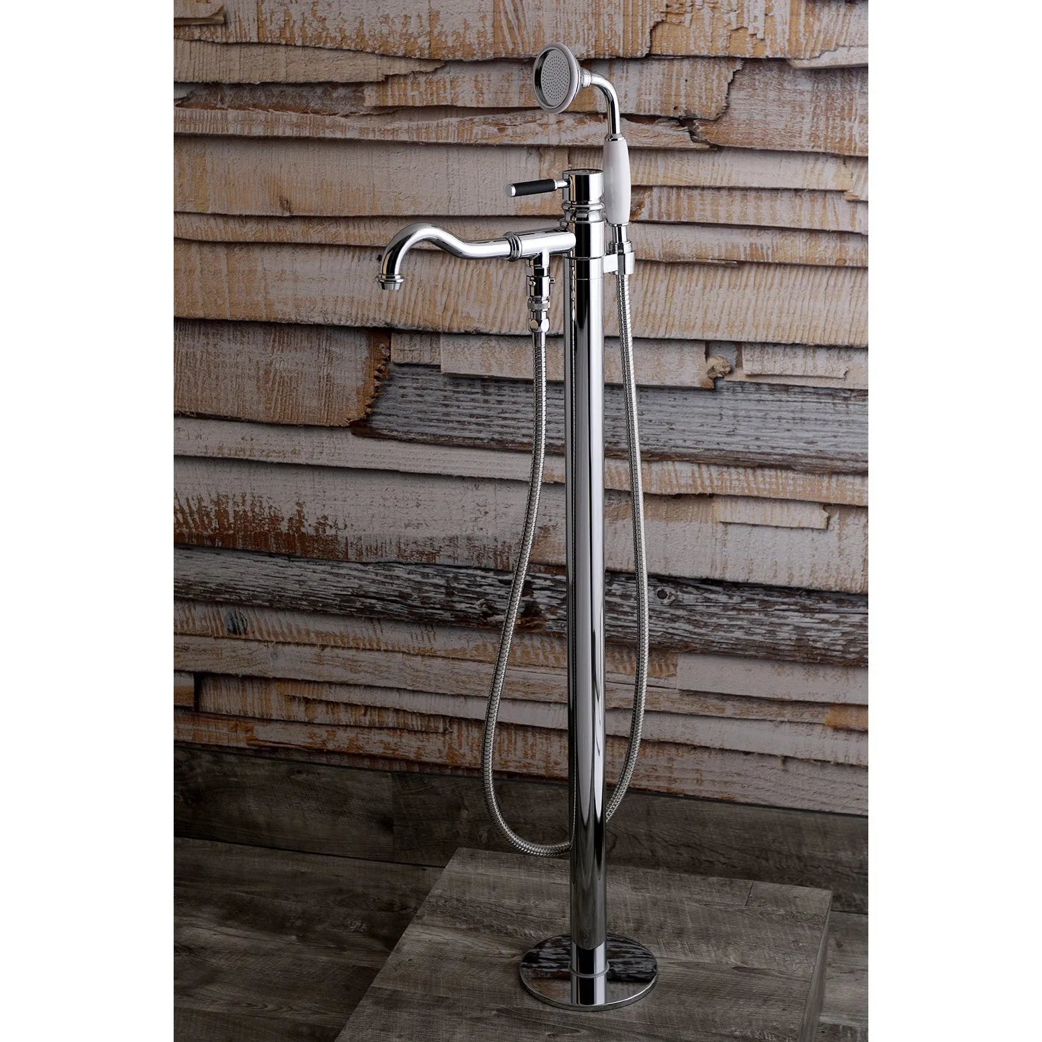Kingston Brass Kaiser Freestanding Tub Faucet with Hand Shower in Polished Chrome