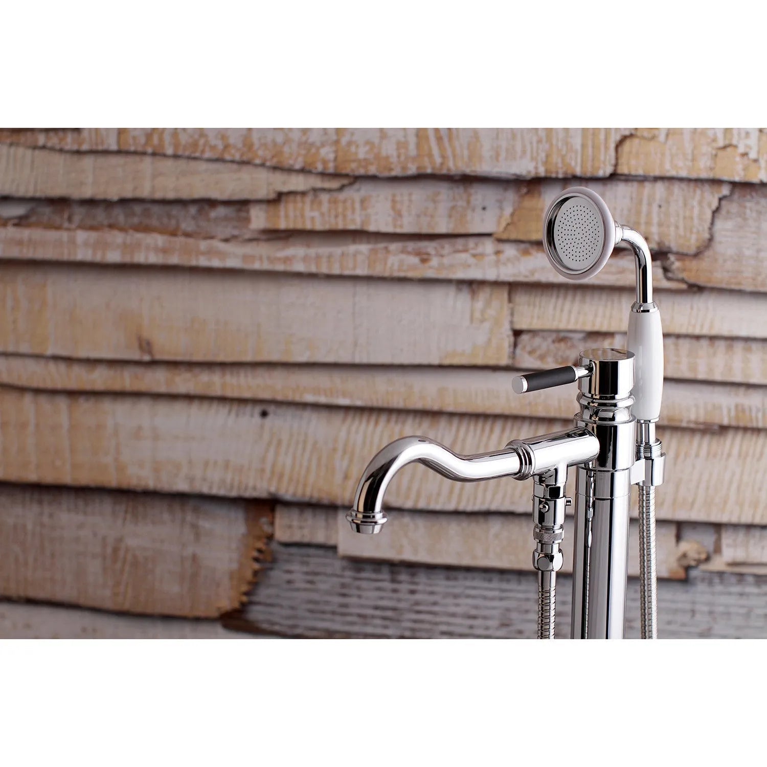 Kingston Brass Kaiser Freestanding Tub Faucet with Hand Shower in Polished Chrome