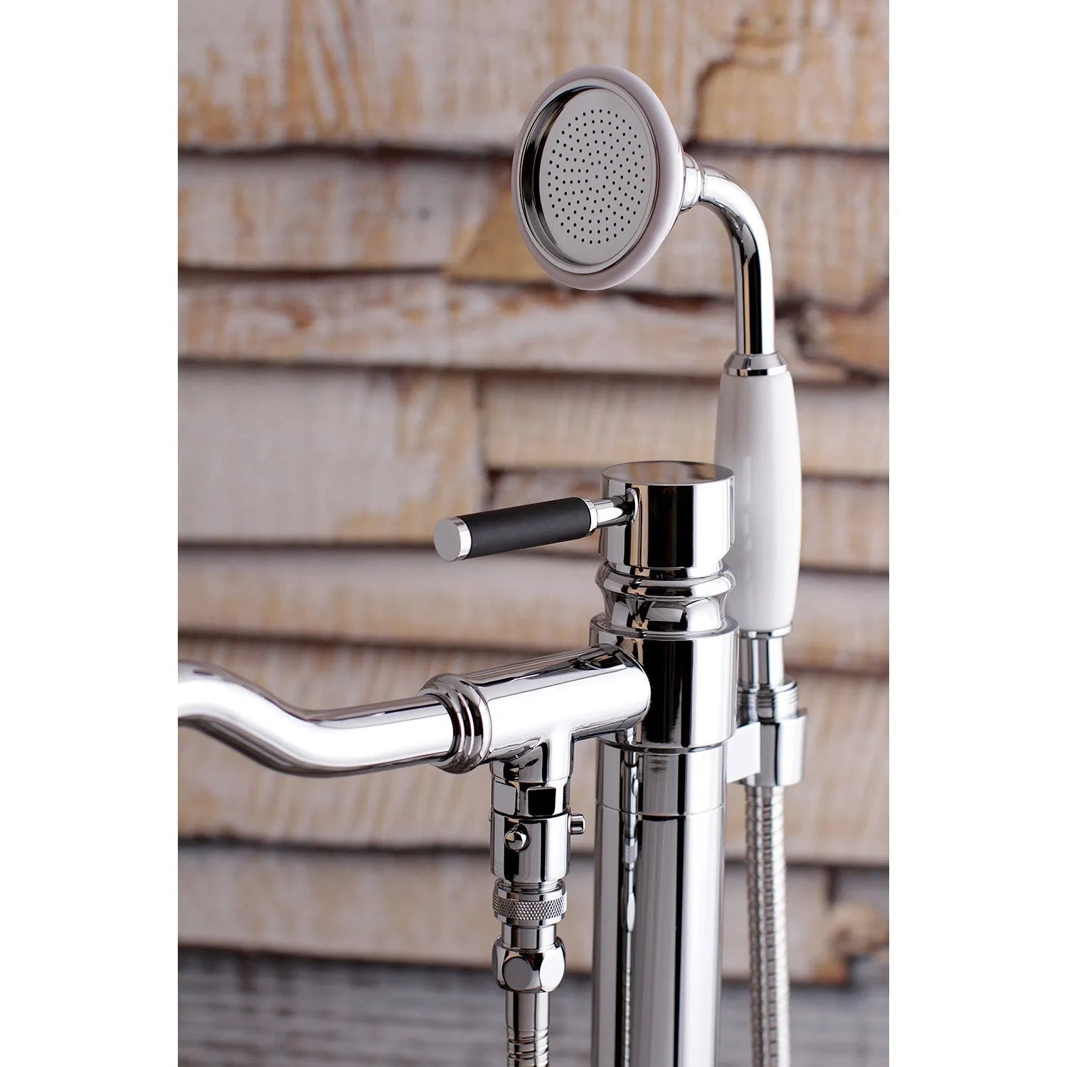 Kingston Brass Kaiser Freestanding Tub Faucet with Hand Shower in Polished Chrome