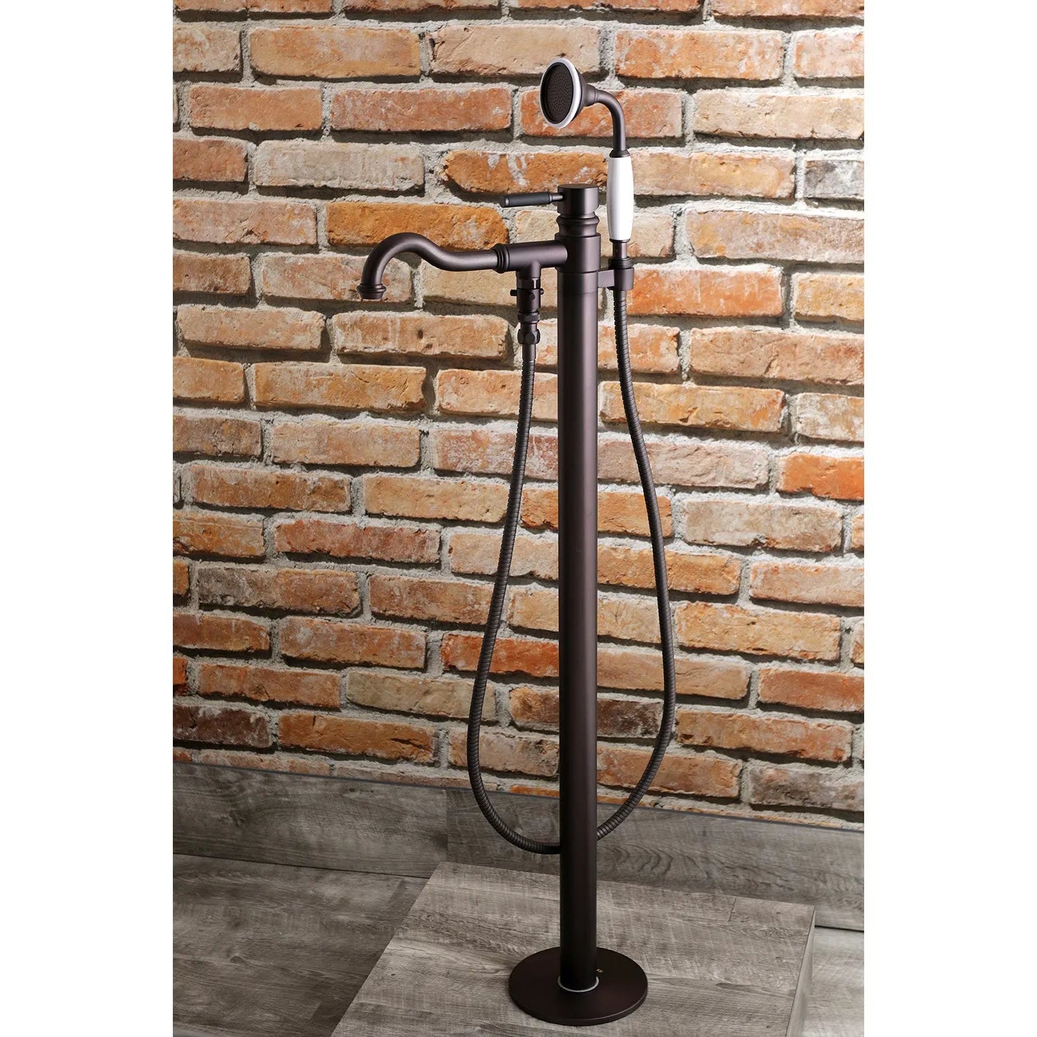 Kingston Brass Kaiser Freestanding Tub Faucet with Hand Shower in Oil Rubbed Bronze