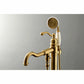 Kingston Brass English Country Freestanding Tub Faucet with Hand Shower (KS7137ABL) Brushed Brass