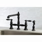 Kingston Brass English Country Kitchen Faucet with Side Sprayer (KS7270ALBS) Matte Black
