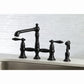 Kingston Brass English Country Kitchen Faucet with Side Sprayer (KS7270ALBS) Matte Black