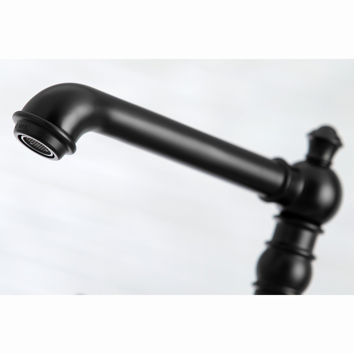 Kingston Brass English Country 8" Bridge Kitchen Faucet with Sprayer (KS7270PXBS) Matte Black