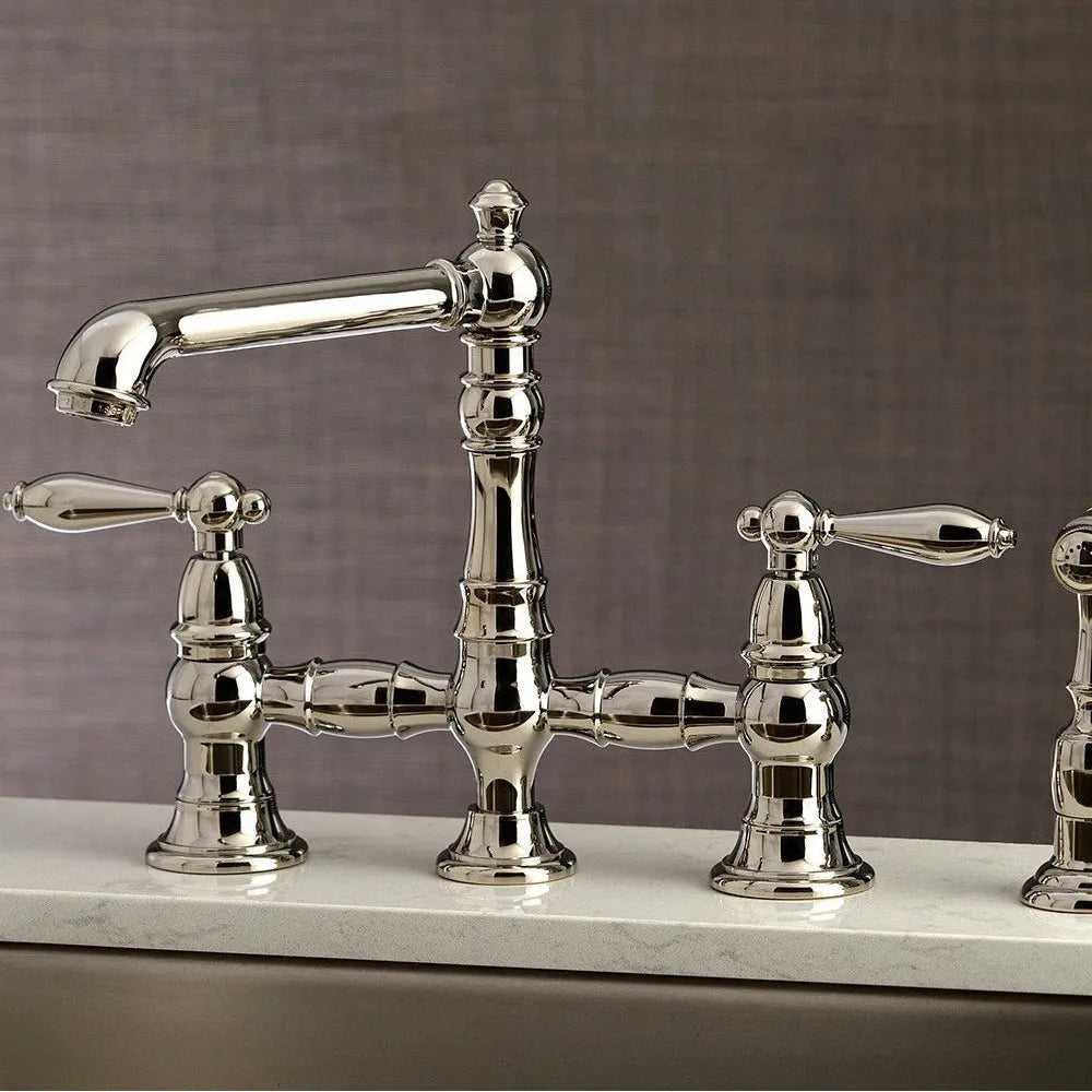 Kingston Brass Deck Mount Bridge Kitchen Faucet with Side Sprayer Kingston Brass Deck Mount Bridge Kitchen Faucet with Side Sprayer