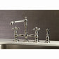 Kingston Brass English Country 8" Bridge Kitchen Faucet with Sprayer (KS7276AXBS) Polished Nickel