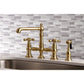 Kingston Brass English Country 8" Bridge Kitchen Faucet with Sprayer (KS7277AXBS) Brushed Brass