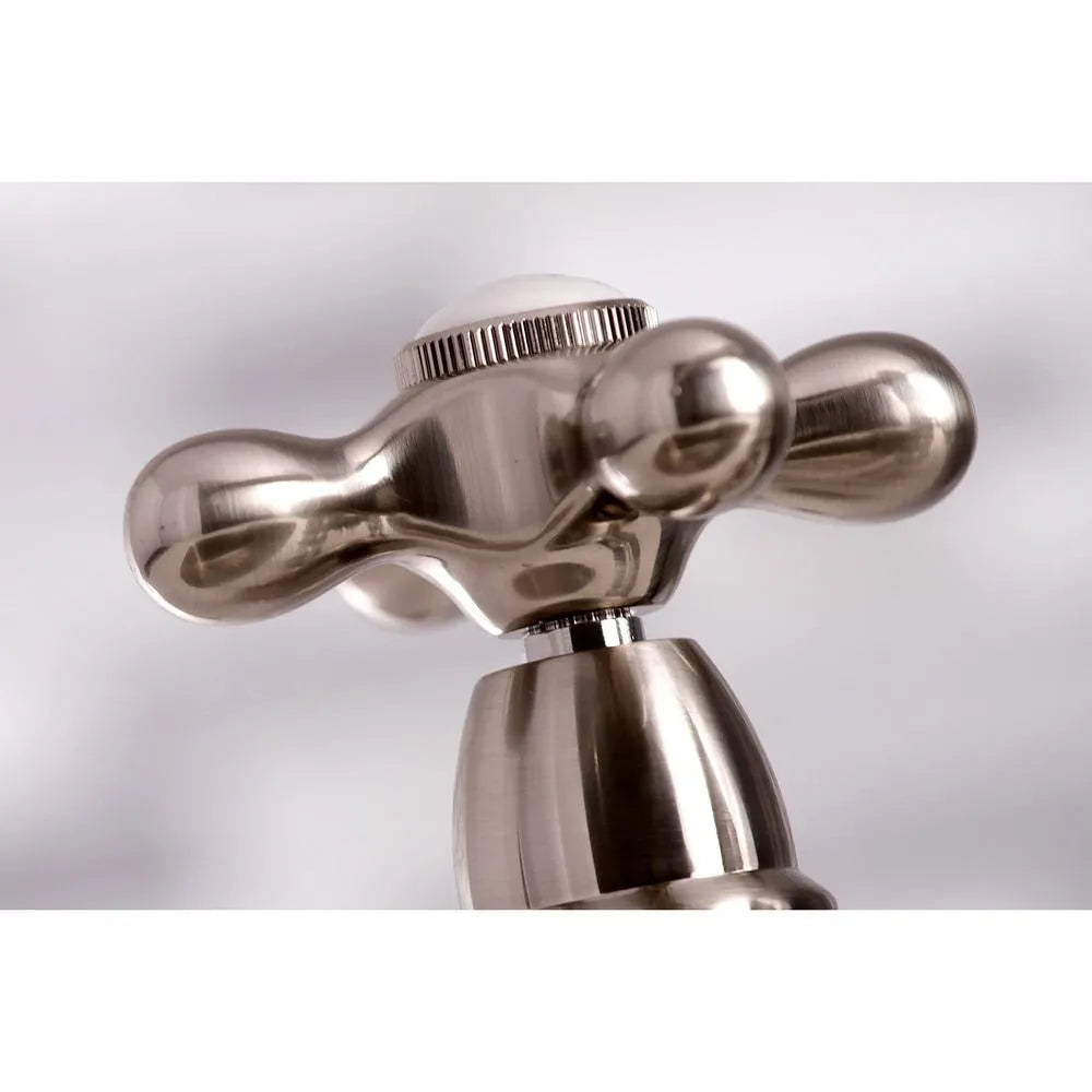 Kingston Brass English Country 8" Bridge Kitchen Faucet with Sprayer (KS7278AXBS) Brushed Nickel