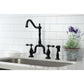 Kingston Brass English Country Kitchen Bridge Faucet with Brass Sprayer (KS7750ALBS) Matte Black