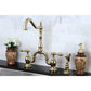 Kingston Brass English Country Kitchen Bridge Faucet with Brass Sprayer (KS7752ALBS) Polished Brass