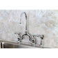 Kingston Brass English Country Kitchen Bridge Faucet with Brass Sprayer (KS7791ALBS) Polished Chrome