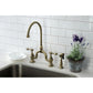 Kingston Brass English Country Kitchen Bridge Faucet with Brass Sprayer (KS7793ALBS) Antique Brass