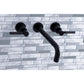 Kingston Brass Kaiser Two-Handle Wall Mount Tub Faucet Matte Black