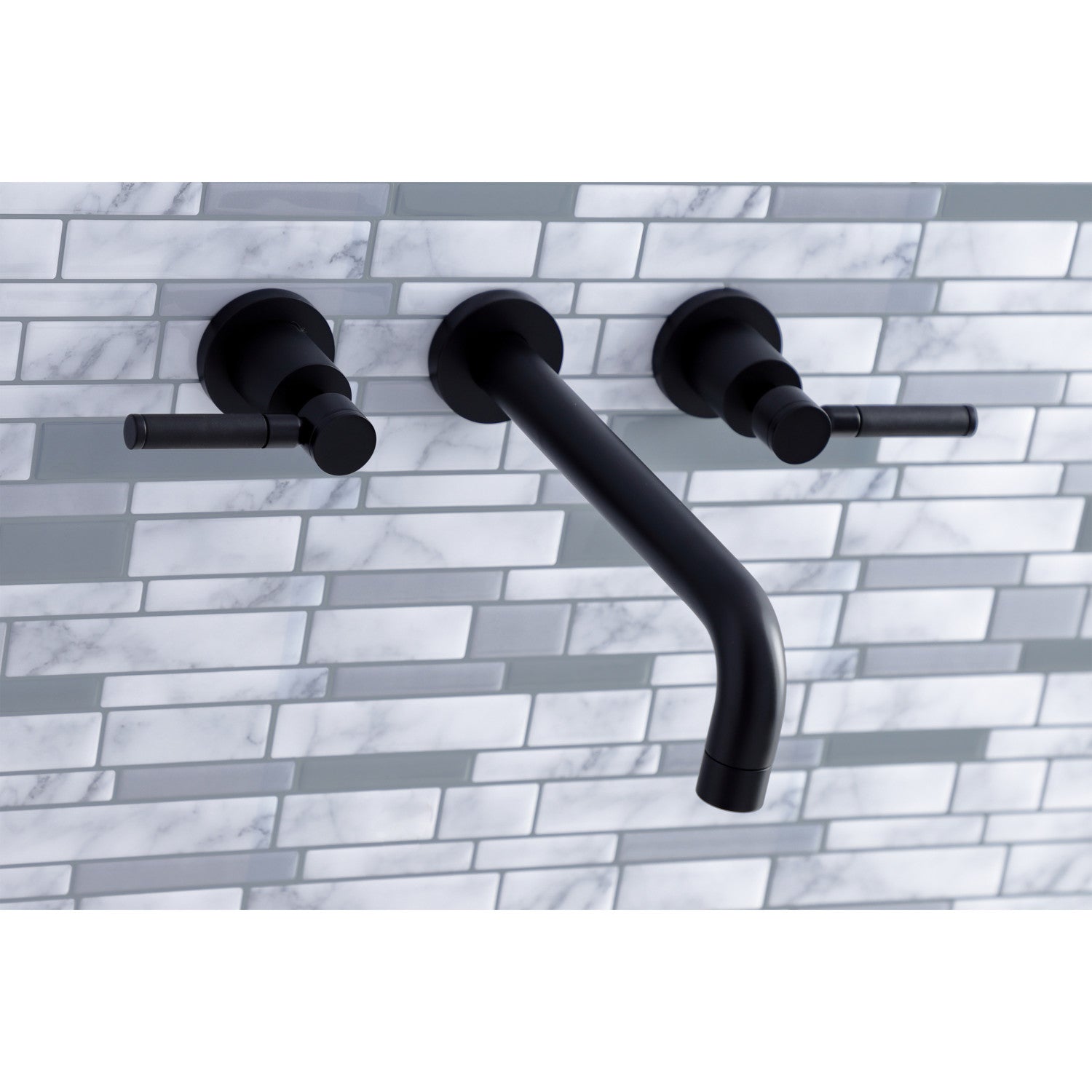 Kingston Brass Kaiser Two-Handle Wall Mount Tub Faucet Matte Black