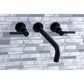 Kingston Brass Kaiser Two-Handle Wall Mount Tub Faucet Matte Black