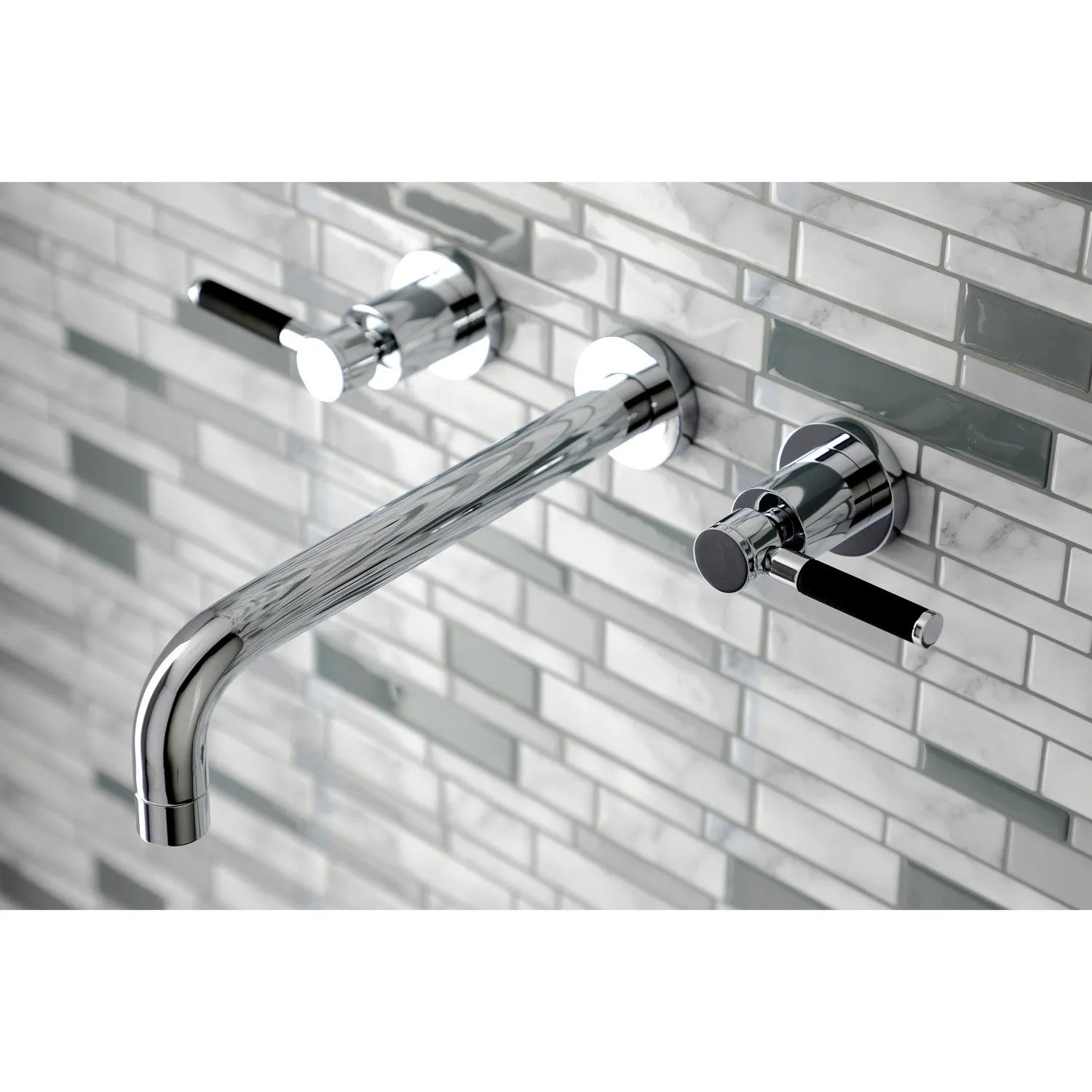 Kingston Brass Kaiser Two-Handle Wall Mount Tub Faucet Polished Chrome