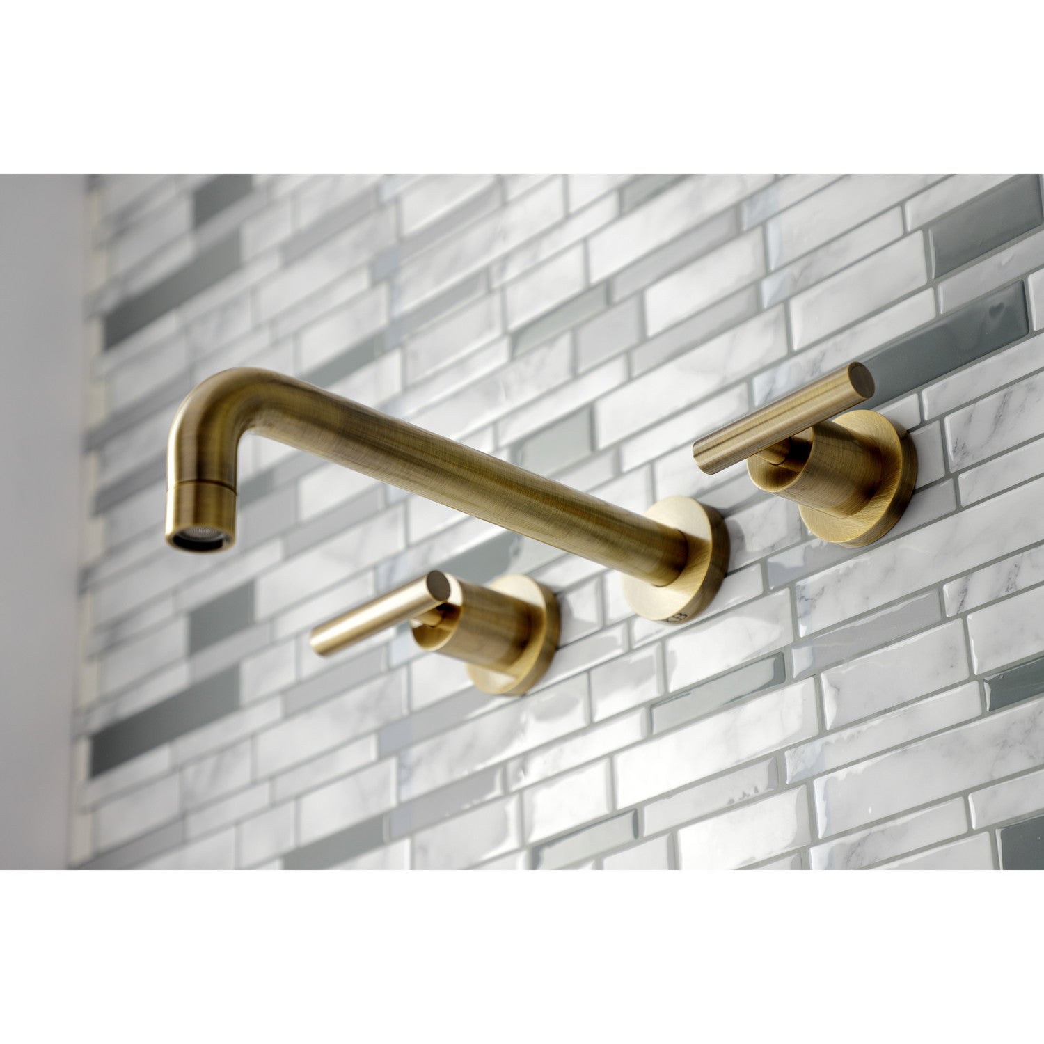 Kingston Brass Manhattan Two-Handle Wall Mount Tub Faucet Antique Brass