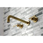 Kingston Brass Manhattan Two-Handle Wall Mount Tub Faucet Antique Brass