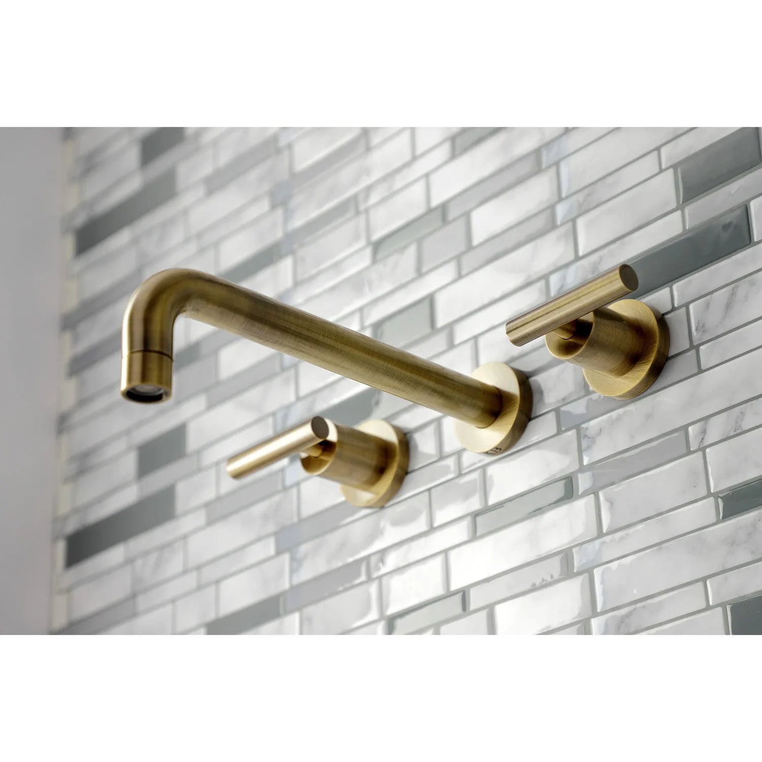 Kingston Brass Manhattan Two-Handle Wall Mount Tub Faucet Antique Brass