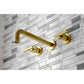 Kingston Brass Manhattan Two-Handle Wall Mount Tub Faucet Brushed Brass