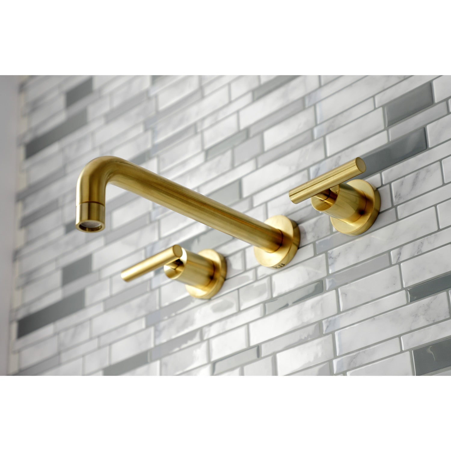 Kingston Brass Manhattan Two-Handle Wall Mount Tub Faucet Brushed Brass
