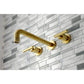 Kingston Brass Manhattan Two-Handle Wall Mount Tub Faucet Brushed Brass