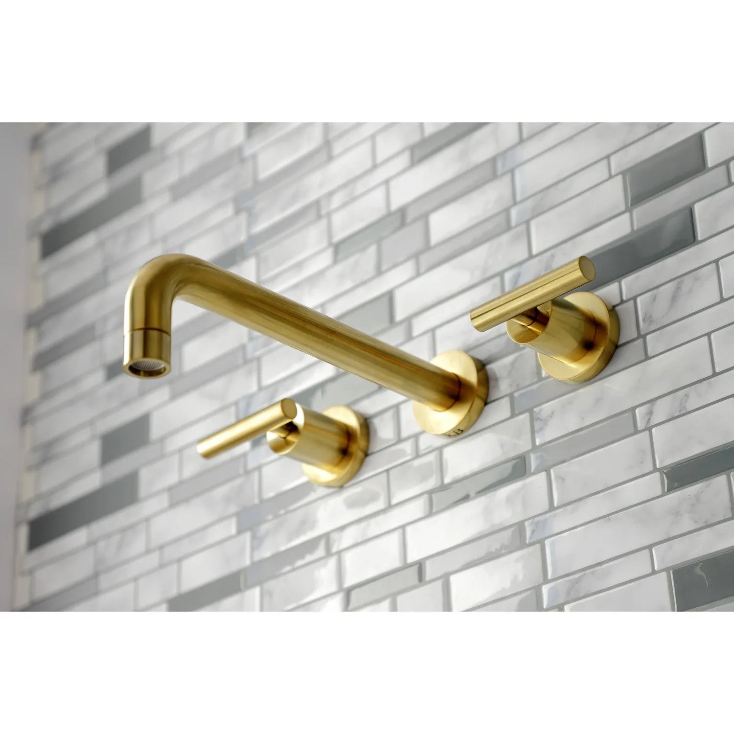 Kingston Brass Manhattan Two-Handle Wall Mount Tub Faucet Brushed Brass