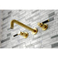 Kingston Brass Kaiser Two-Handle Wall Mount Tub Faucet Brushed Brass