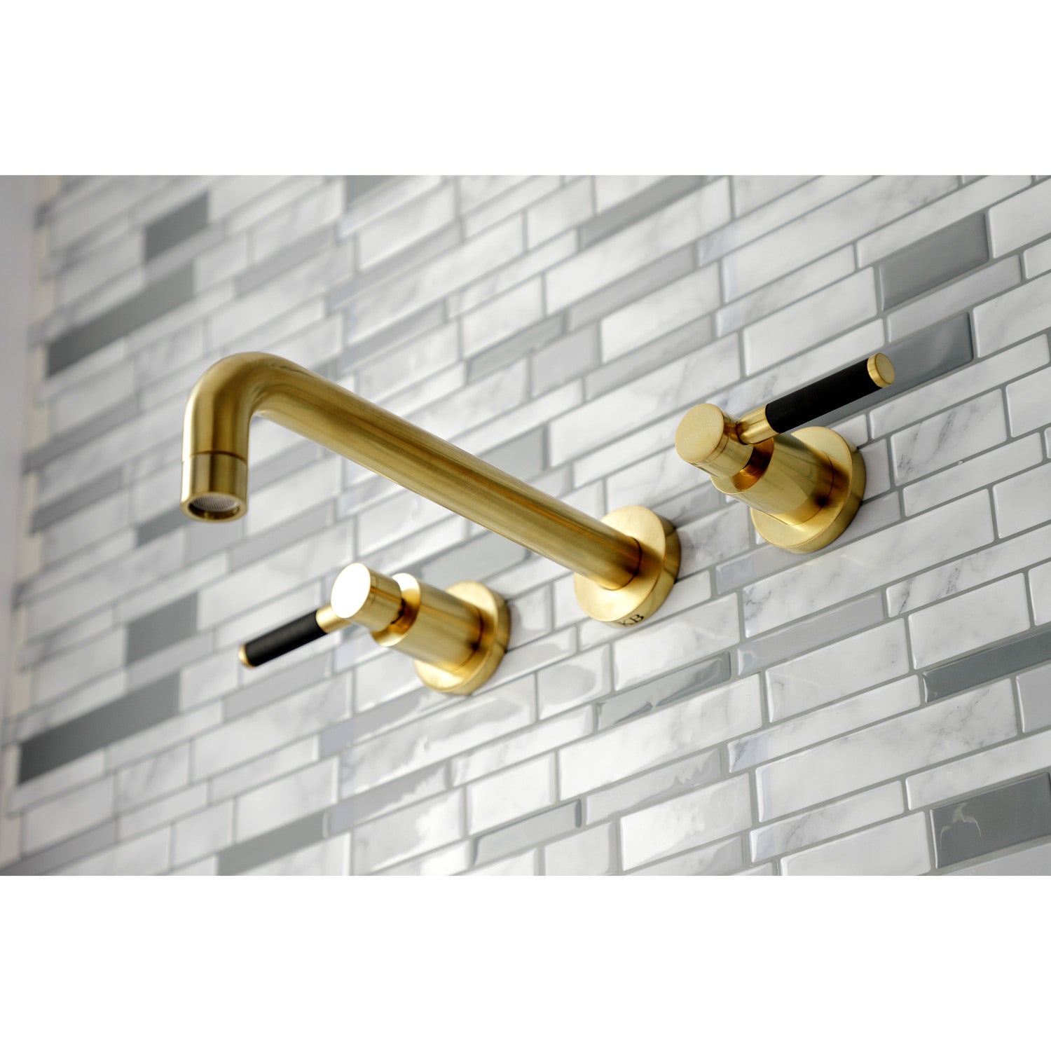 Kingston Brass Kaiser Two-Handle Wall Mount Tub Faucet Brushed Brass
