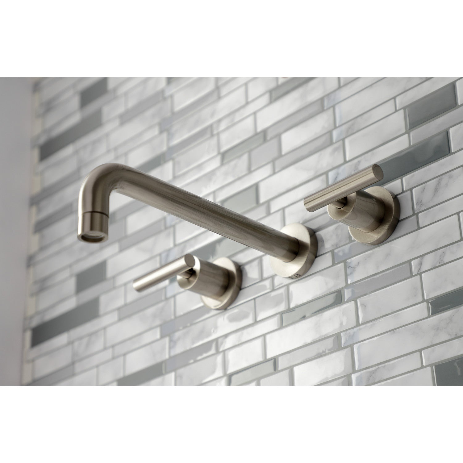 Kingston Brass Manhattan Two-Handle Wall Mount Tub Faucet Brushed Nickel
