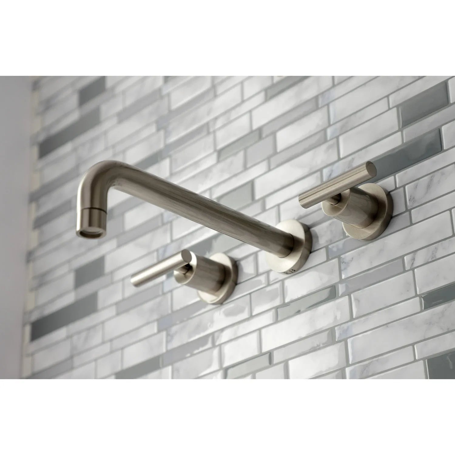 Kingston Brass Manhattan Two-Handle Wall Mount Tub Faucet Brushed Nickel
