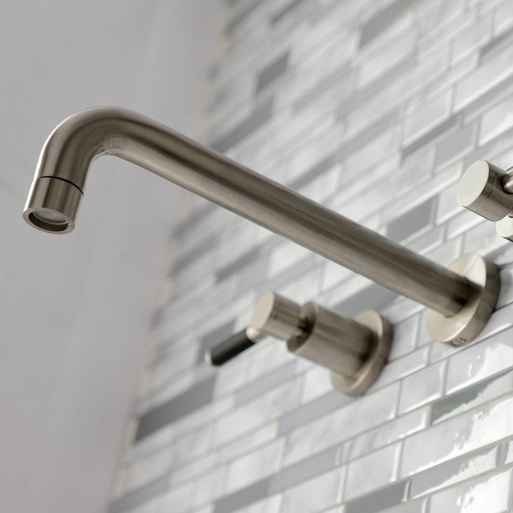 Kingston Brass Kaiser Two-Handle Wall Mount Tub Faucet Brushed Nickel