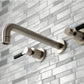 Kingston Brass Kaiser Two-Handle Wall Mount Tub Faucet Brushed Nickel