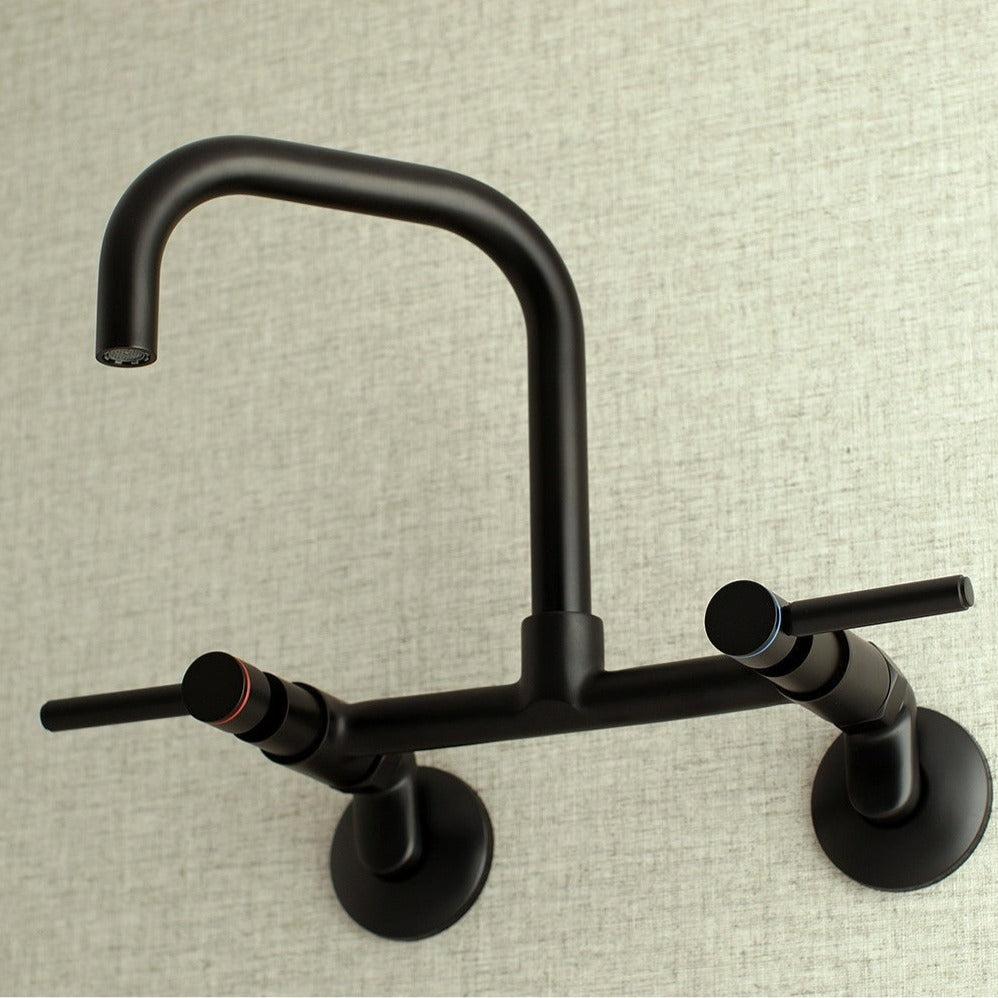 Kingston Brass Concord 8 in. Adjustable Center Wall Mount Kitchen Faucet (KS813) Matte Black