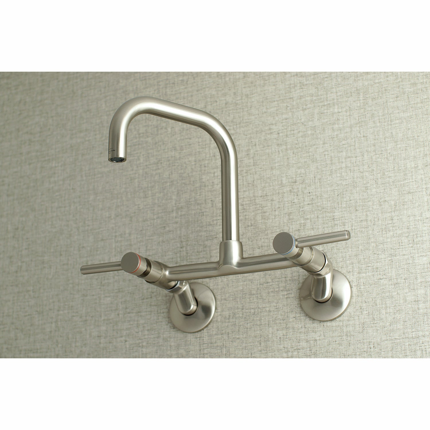 Kingston Brass Concord 8 in. Adjustable Center Wall Mount Kitchen Faucet (KS813) Brushed Nickel