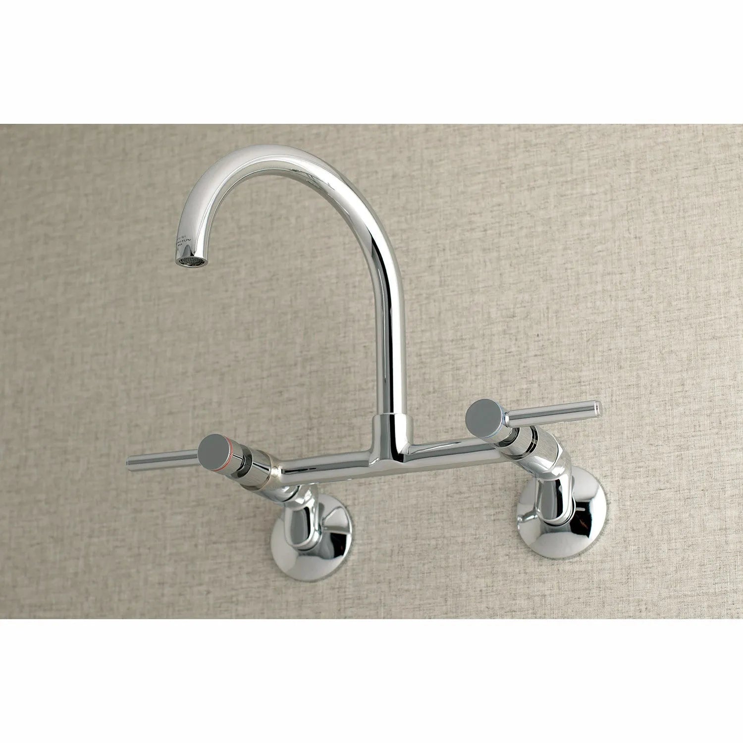 Kingston Brass Concord 8 in. Adjustable Center Wall Mount Kitchen Faucet (KS814) Polished Chrome