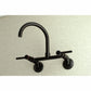 Kingston Brass Concord 8 in. Adjustable Center Wall Mount Kitchen Faucet (KS814) Matte Black