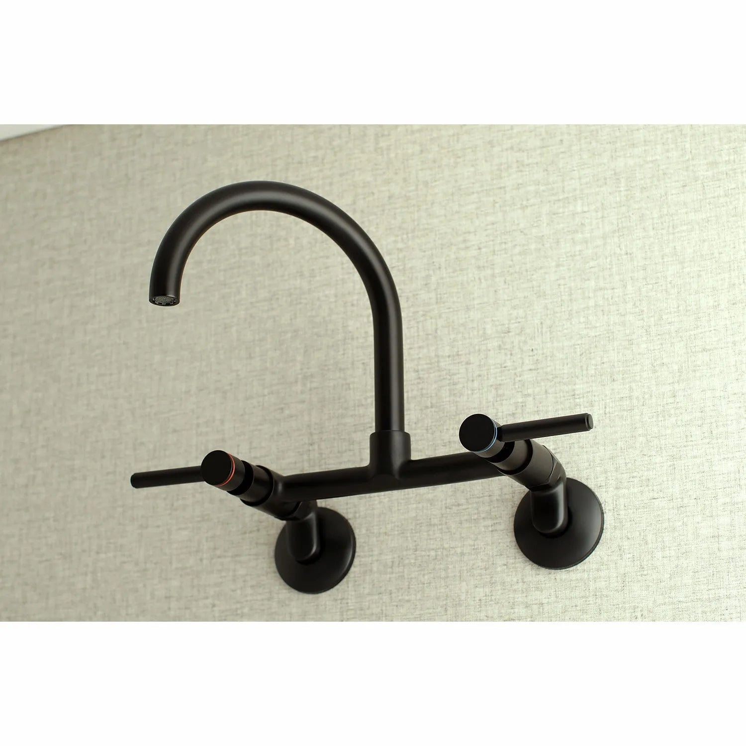 Kingston Brass Concord 8 in. Adjustable Center Wall Mount Kitchen Faucet (KS814) Matte Black