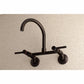 Kingston Brass Concord 8 in. Adjustable Center Wall Mount Kitchen Faucet (KS814) Oil Rubbed Bronze